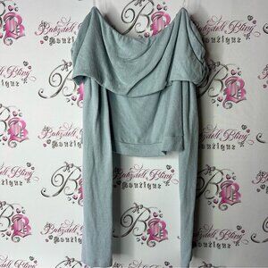 Kalifashions sweater off shoulder comfy soft grey Light Blue Sweater XL